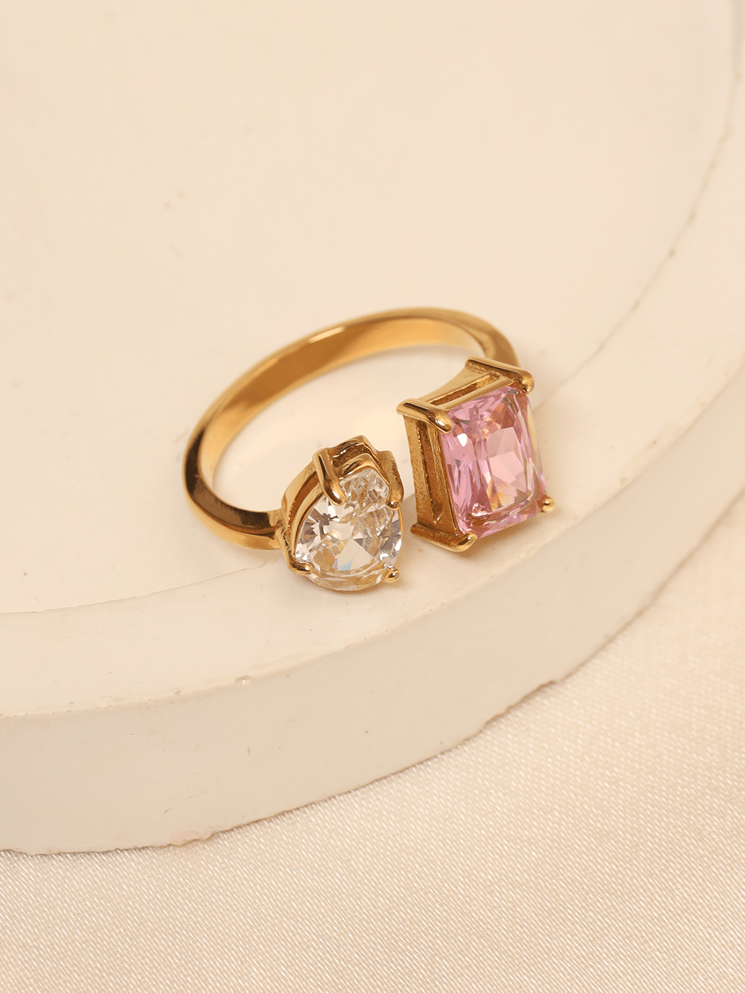 Engagment Diamond Pink Spinel Adjustable Ring