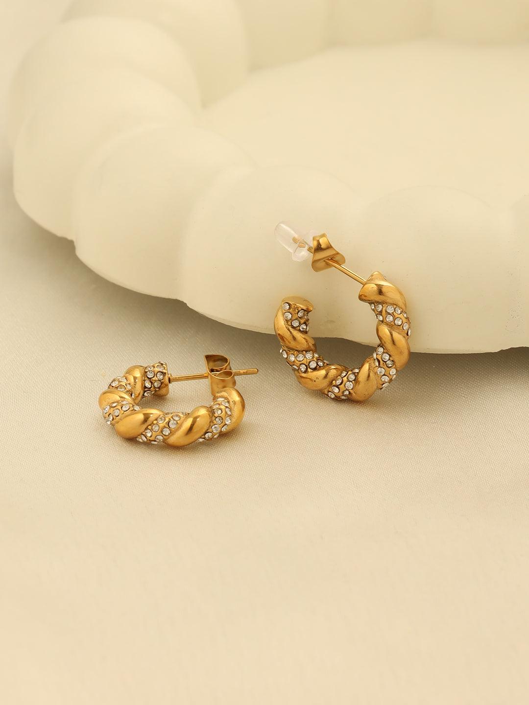 Studded Small Twisted Earrings