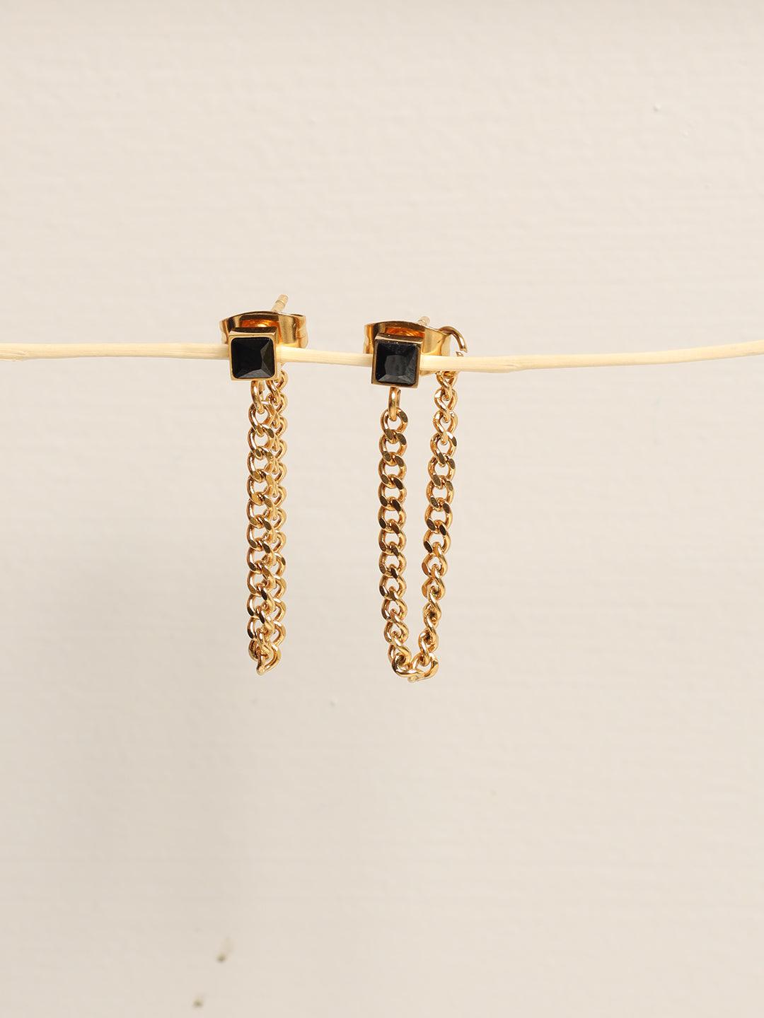 Square Black Chain Earring