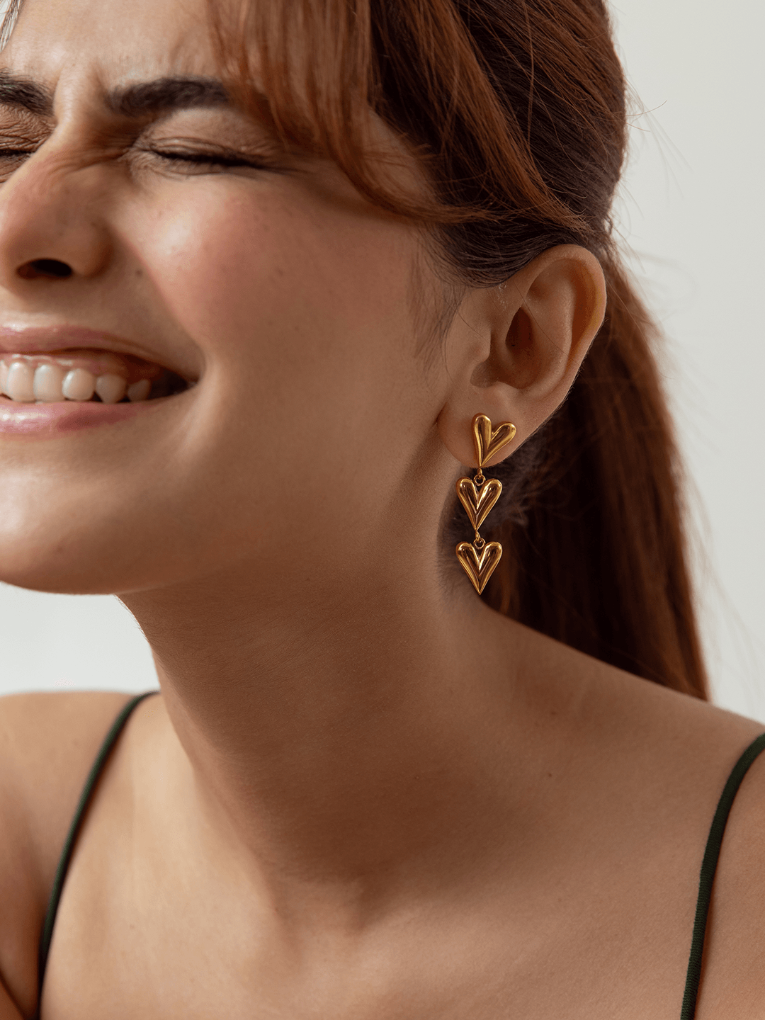 Triple Heart Drop Earrings