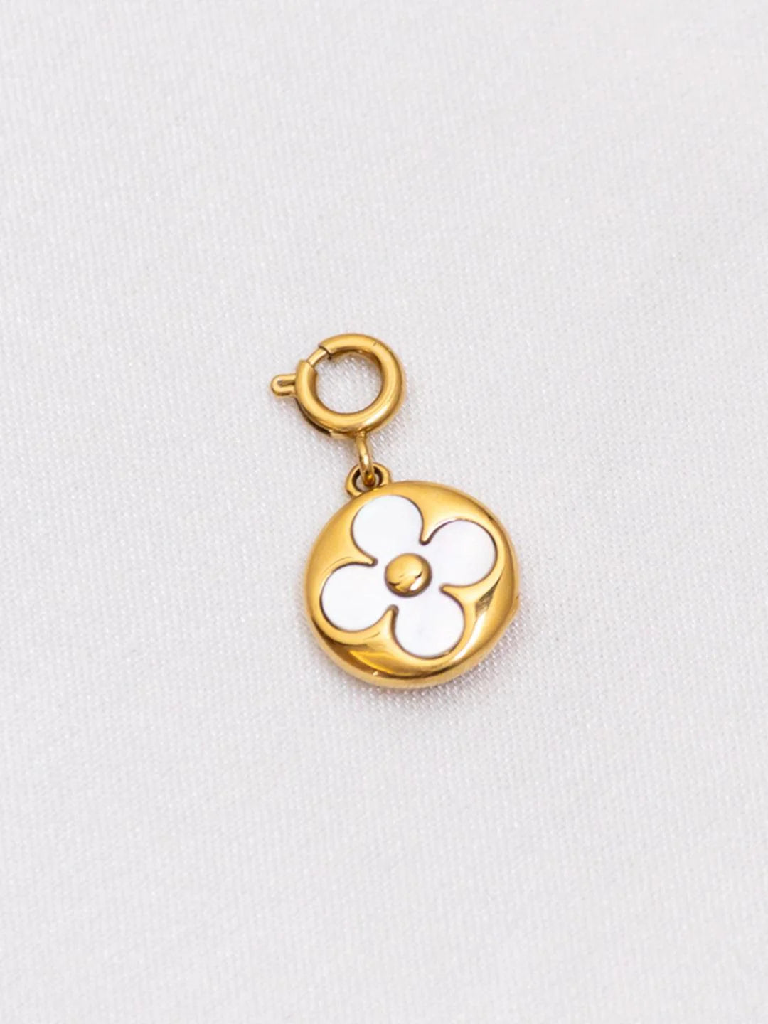 Engraved Pearl Flower Charm