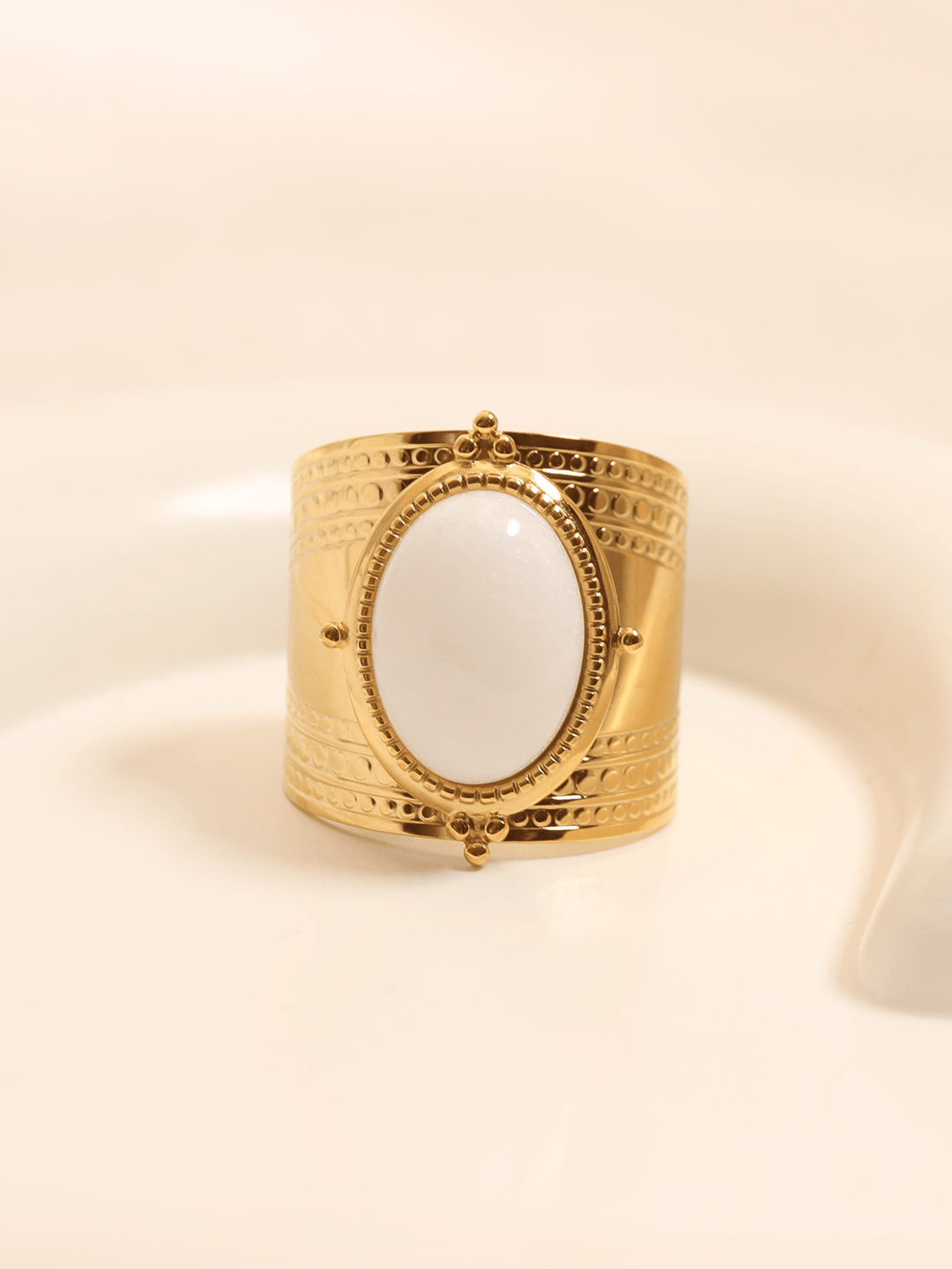 Antique Pearl Titanium Adjustable Ring