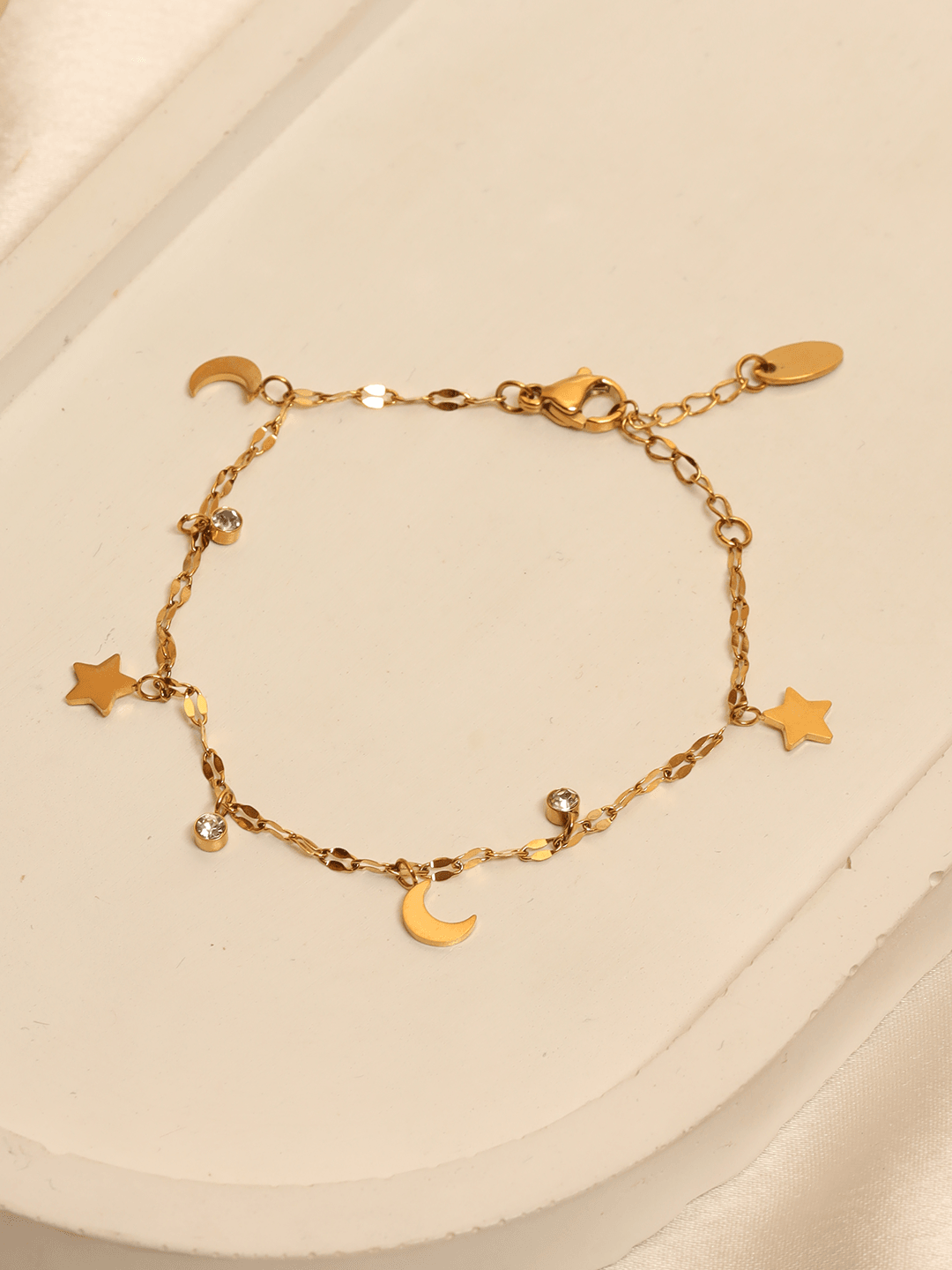 Moon Star Cz Charm Bracelet