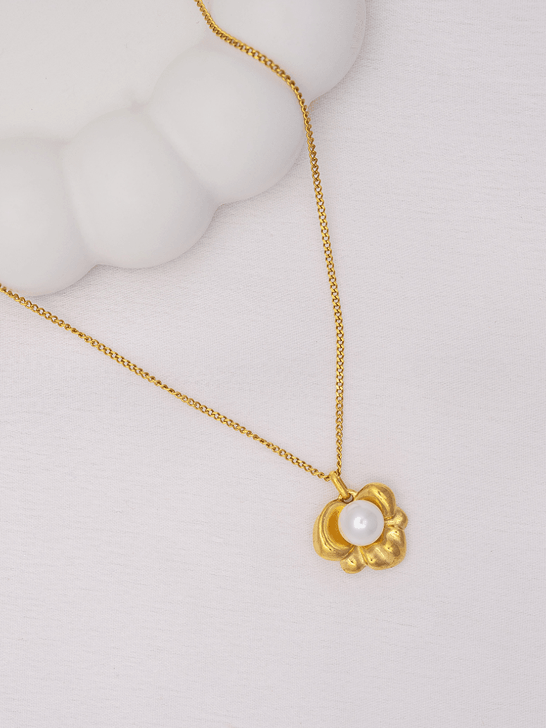 Lotus Pearl Pendant Necklace