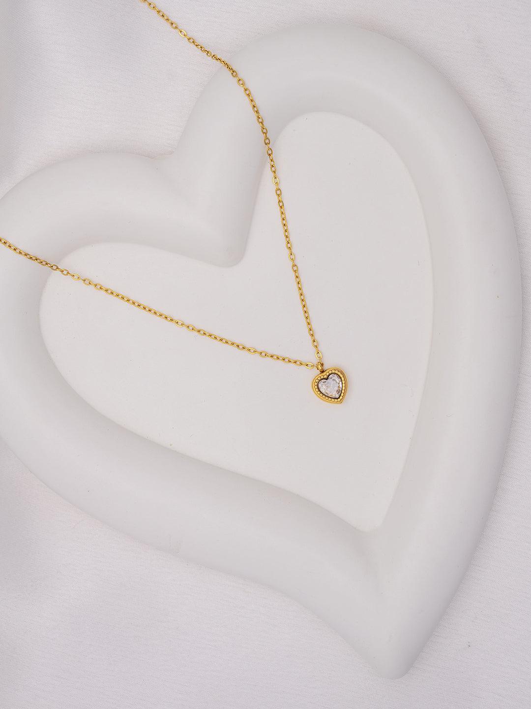 Heart Shaped CZ Pendant Necklace