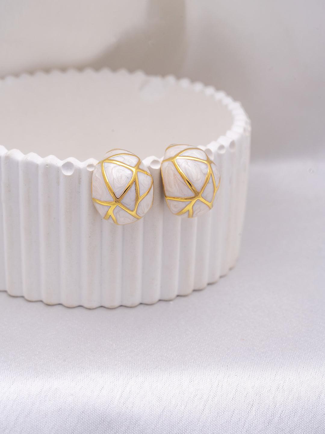 White enamel dome studs