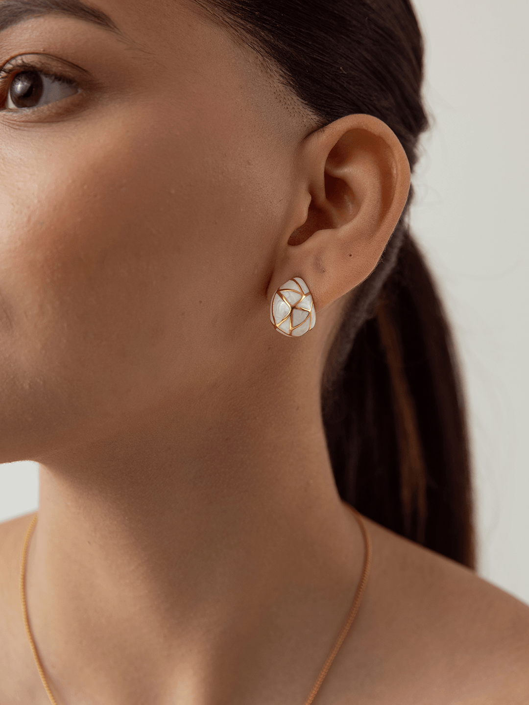 White enamel dome studs