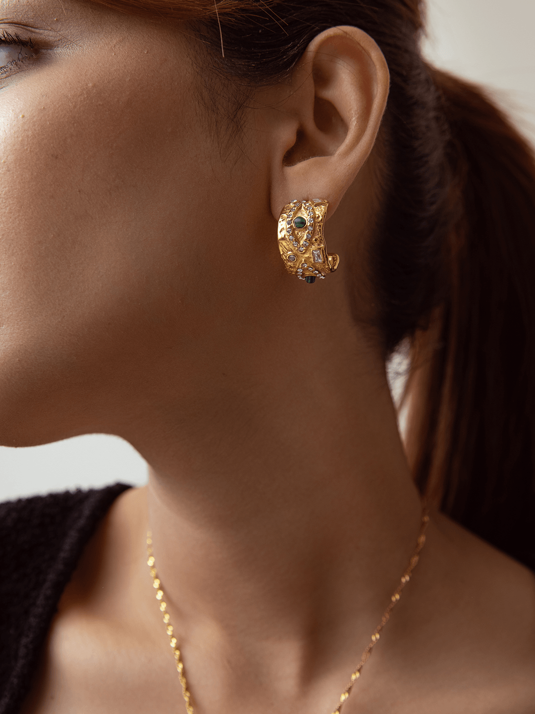 Malachite Evil Eye Hoops