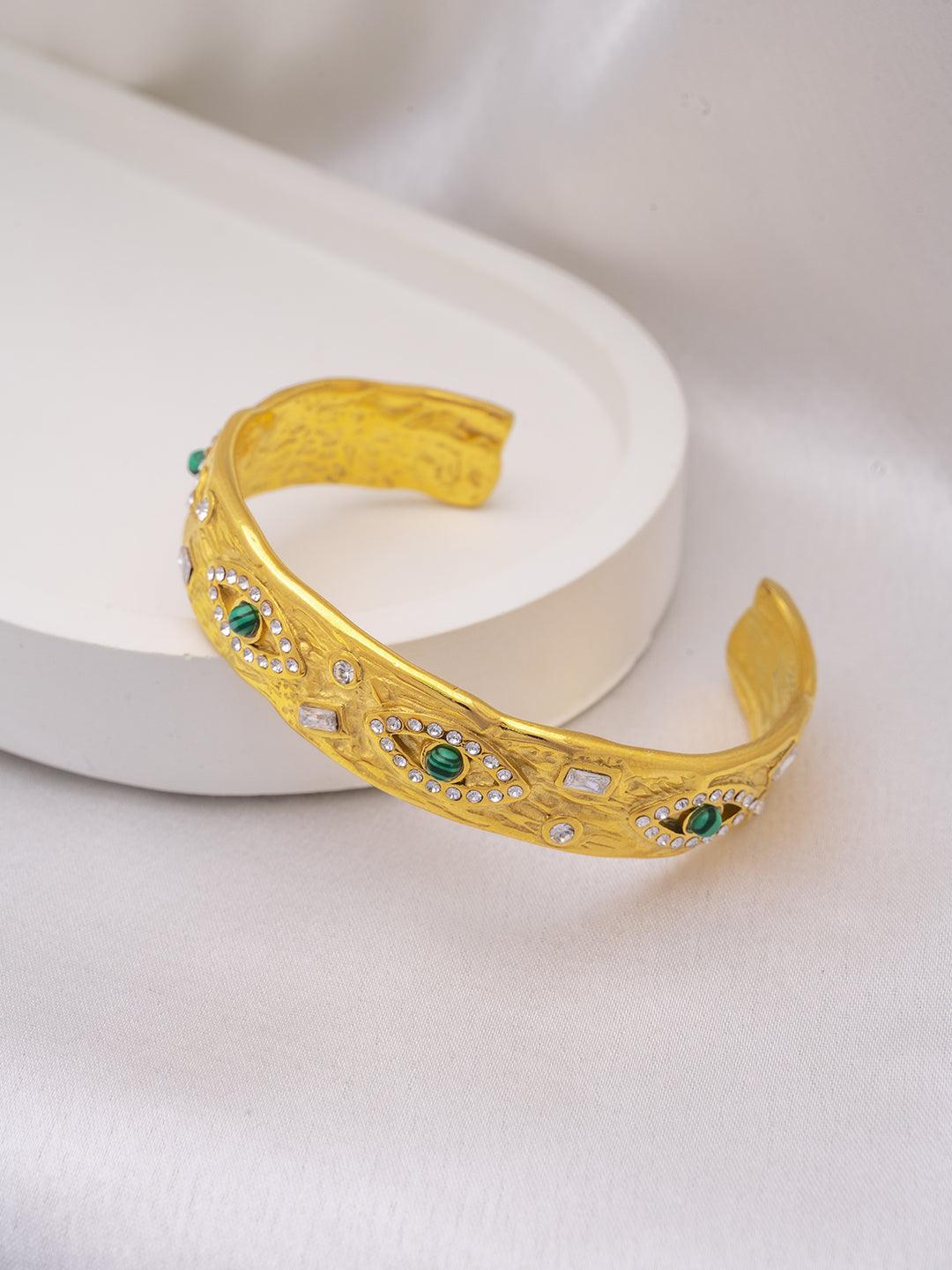 Malachite Evil Eye Cuff Bracelet