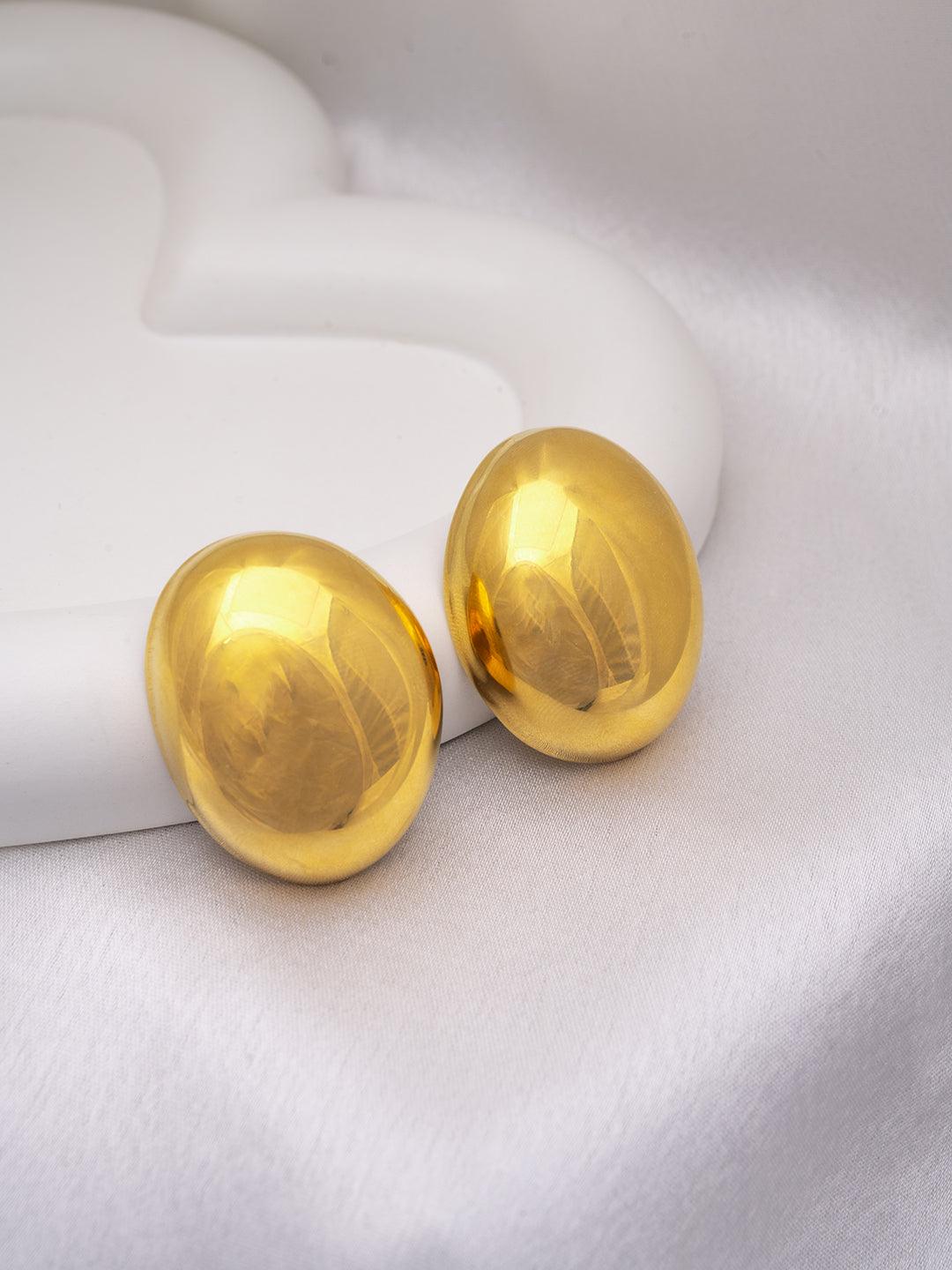 Large Oval Studs Gold