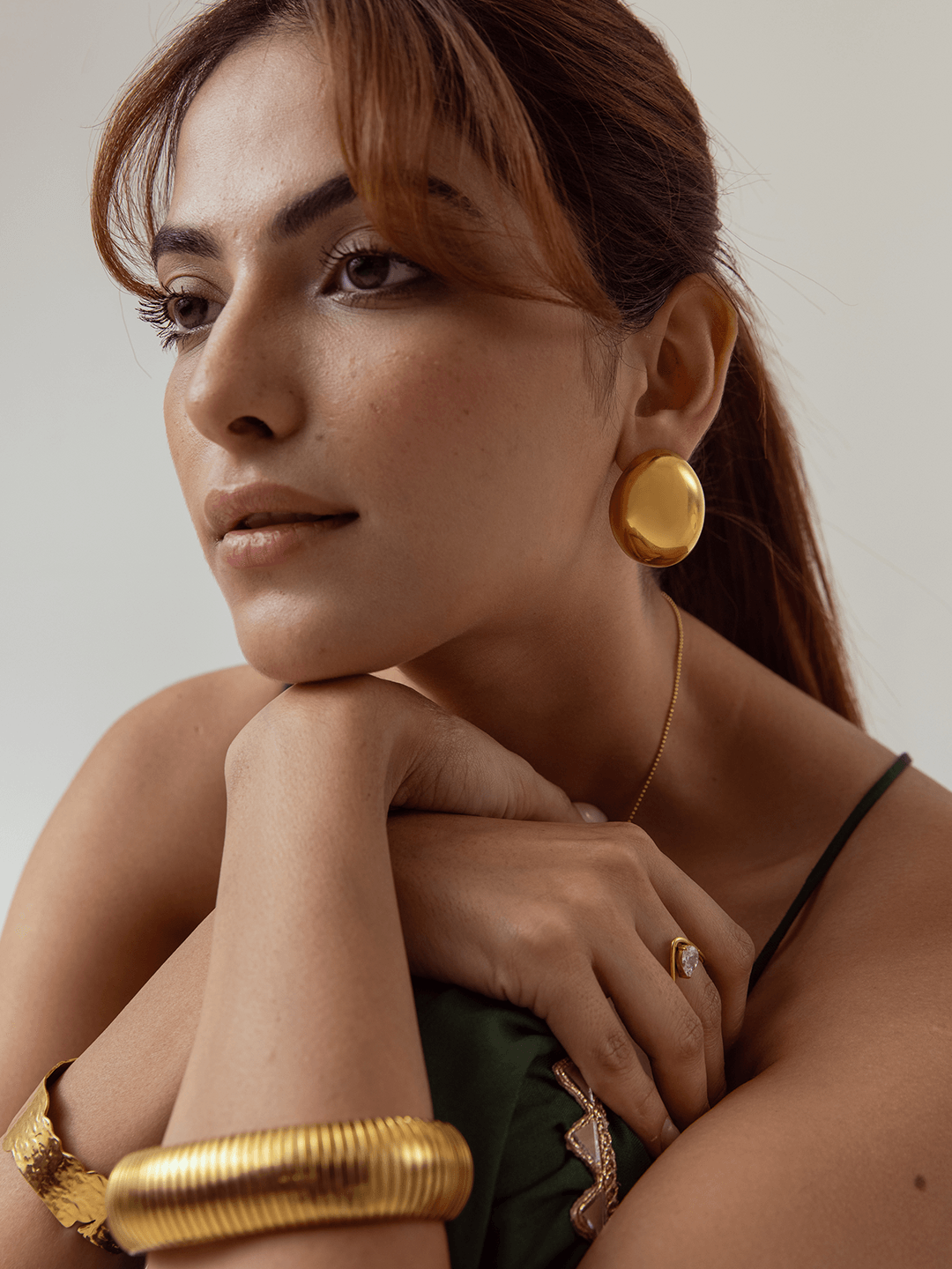 Large Oval Studs Gold