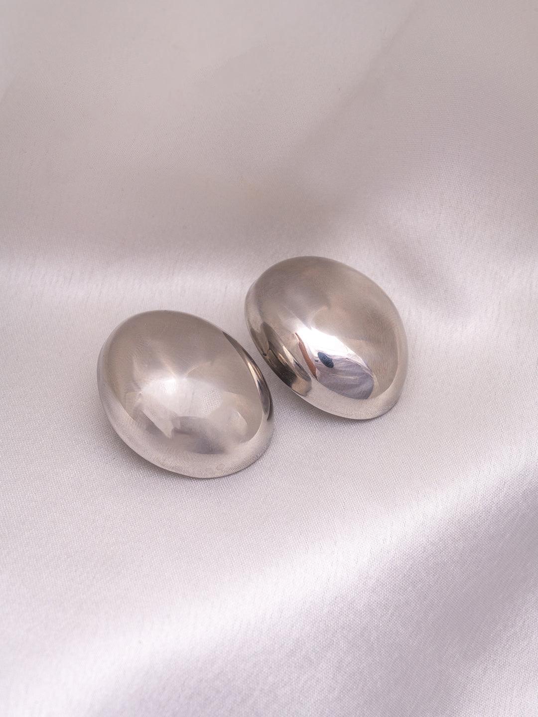 Large Oval Studs Silver