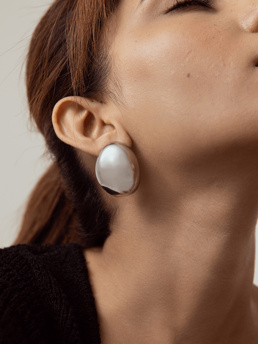 Large Oval Studs Silver