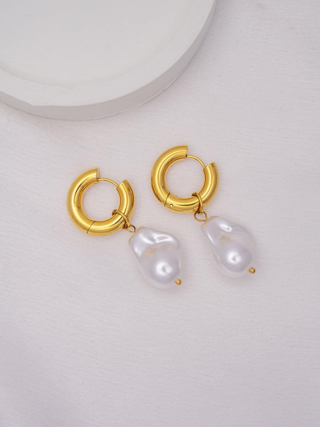 Irregular Water Pearl Drop Earrings