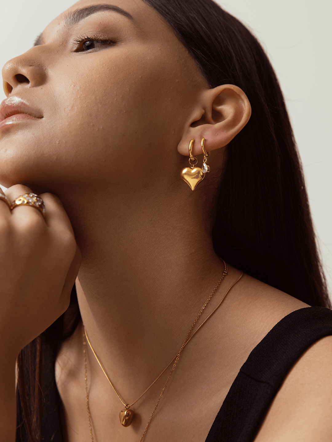 Medium Heart Drop Hoops