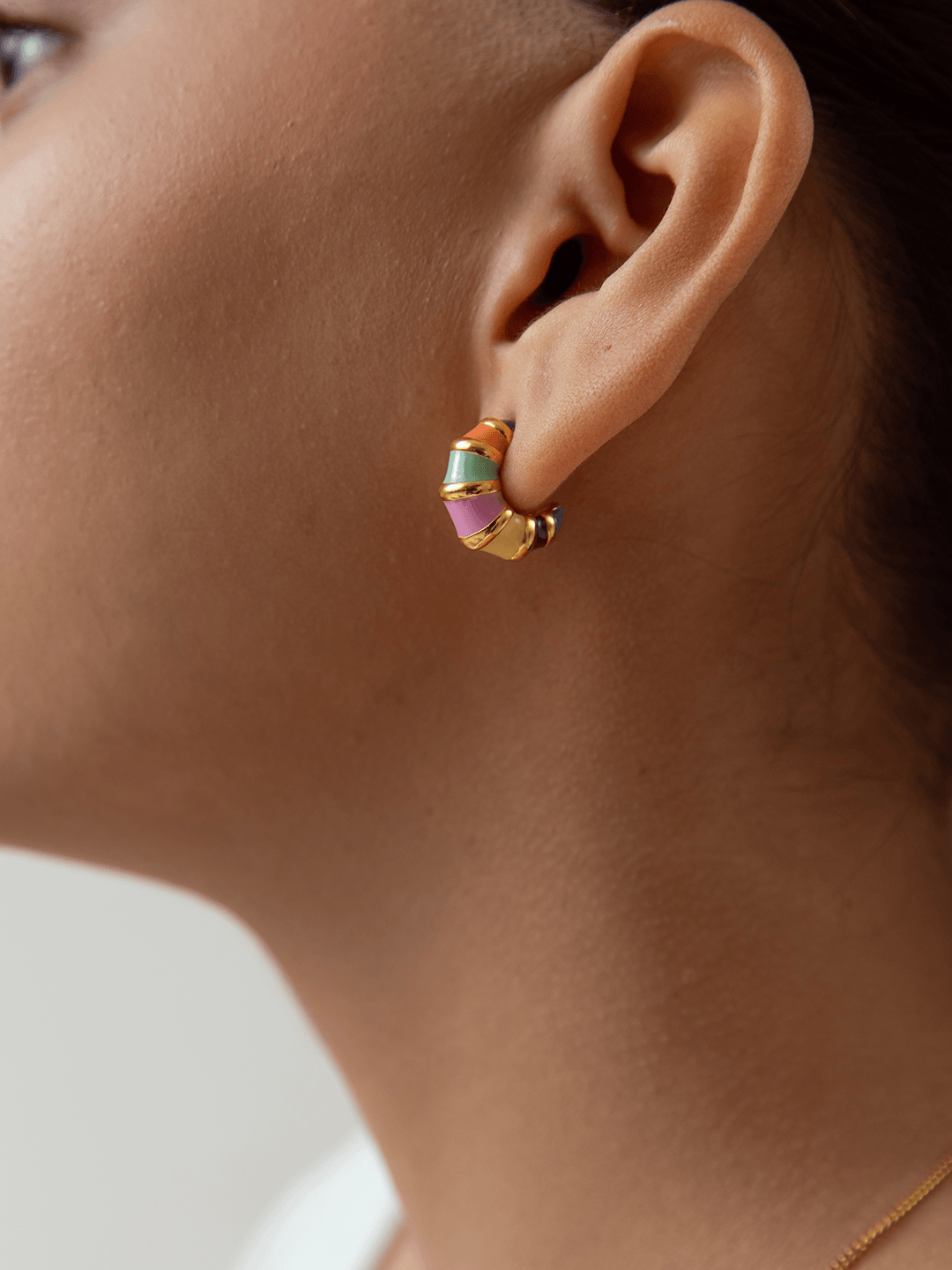 Colourful Enamel Croissant Hoops