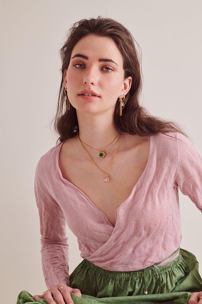 Pink CZ Square Necklace - Perfectly Average