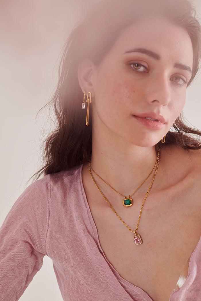 Pink CZ Square Necklace - Perfectly Average