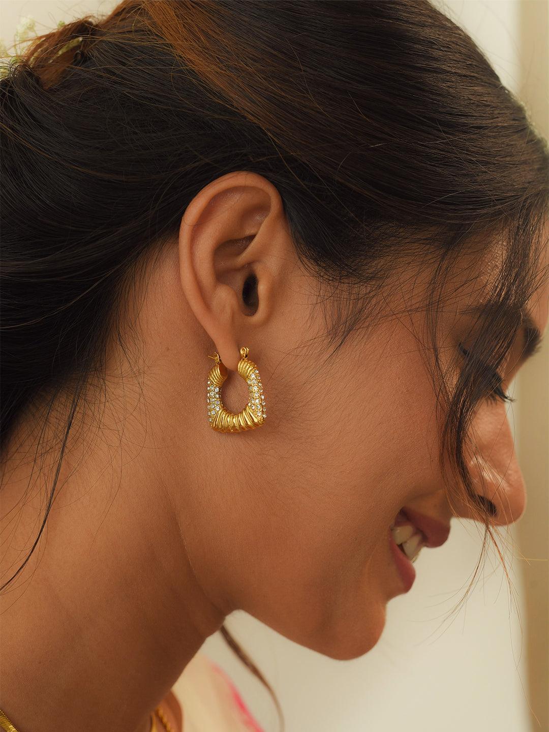 Diamond CZ Studded Textured Hoops - Perfectly Average