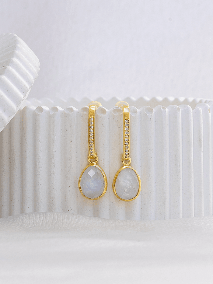 Moonstone Dangling Studs - Perfectly Average