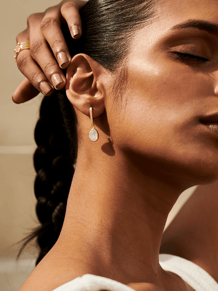 Moonstone Dangling Studs - Perfectly Average