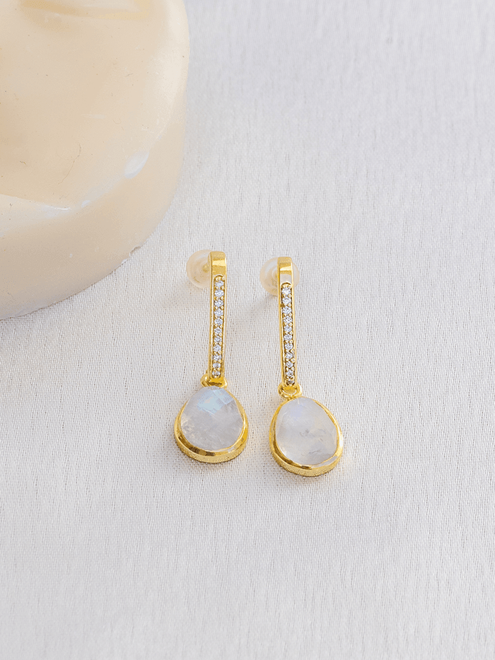 Moonstone Dangling Studs - Perfectly Average