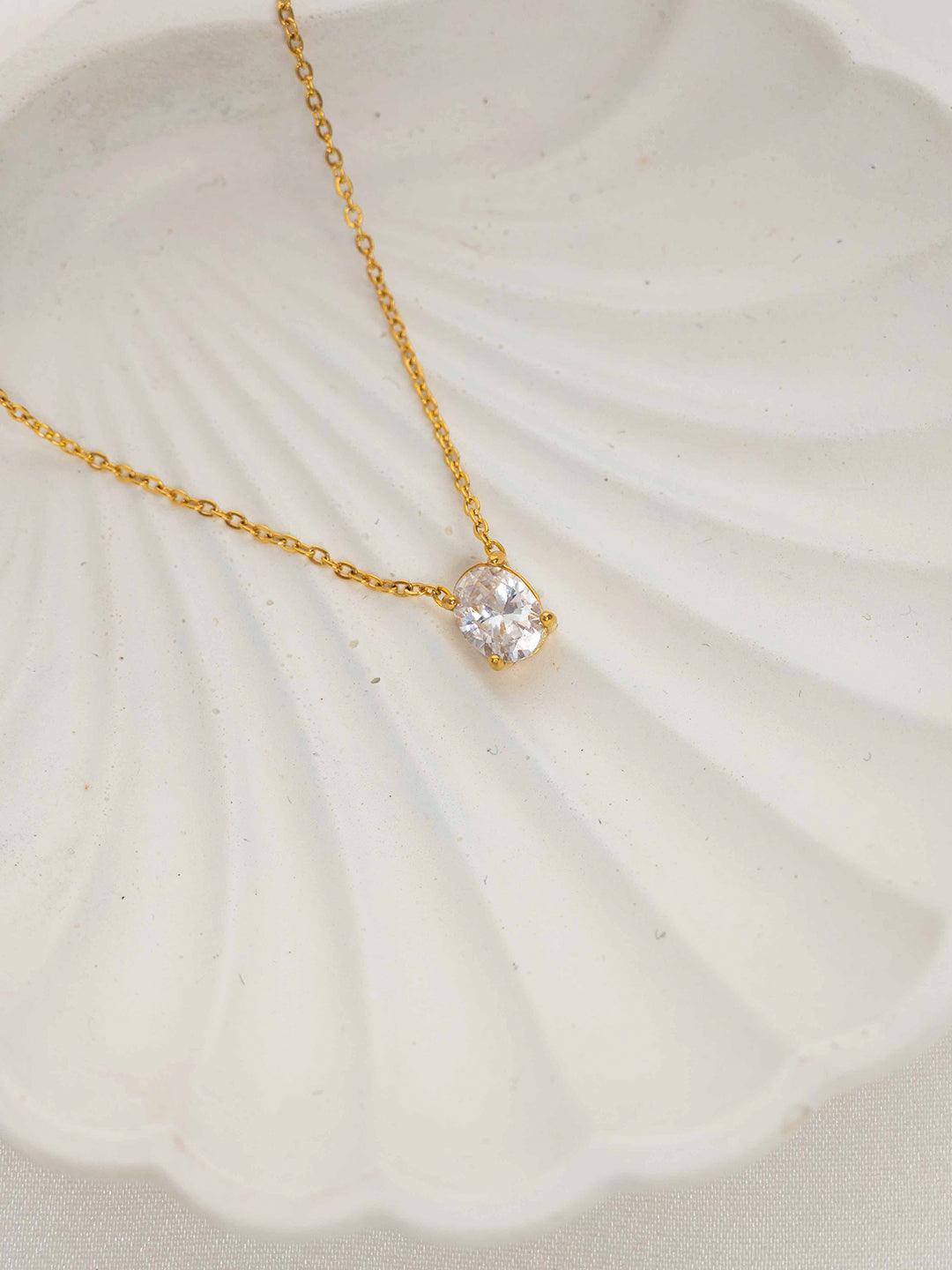 Oval CZ Pendant Necklace - Perfectly Average