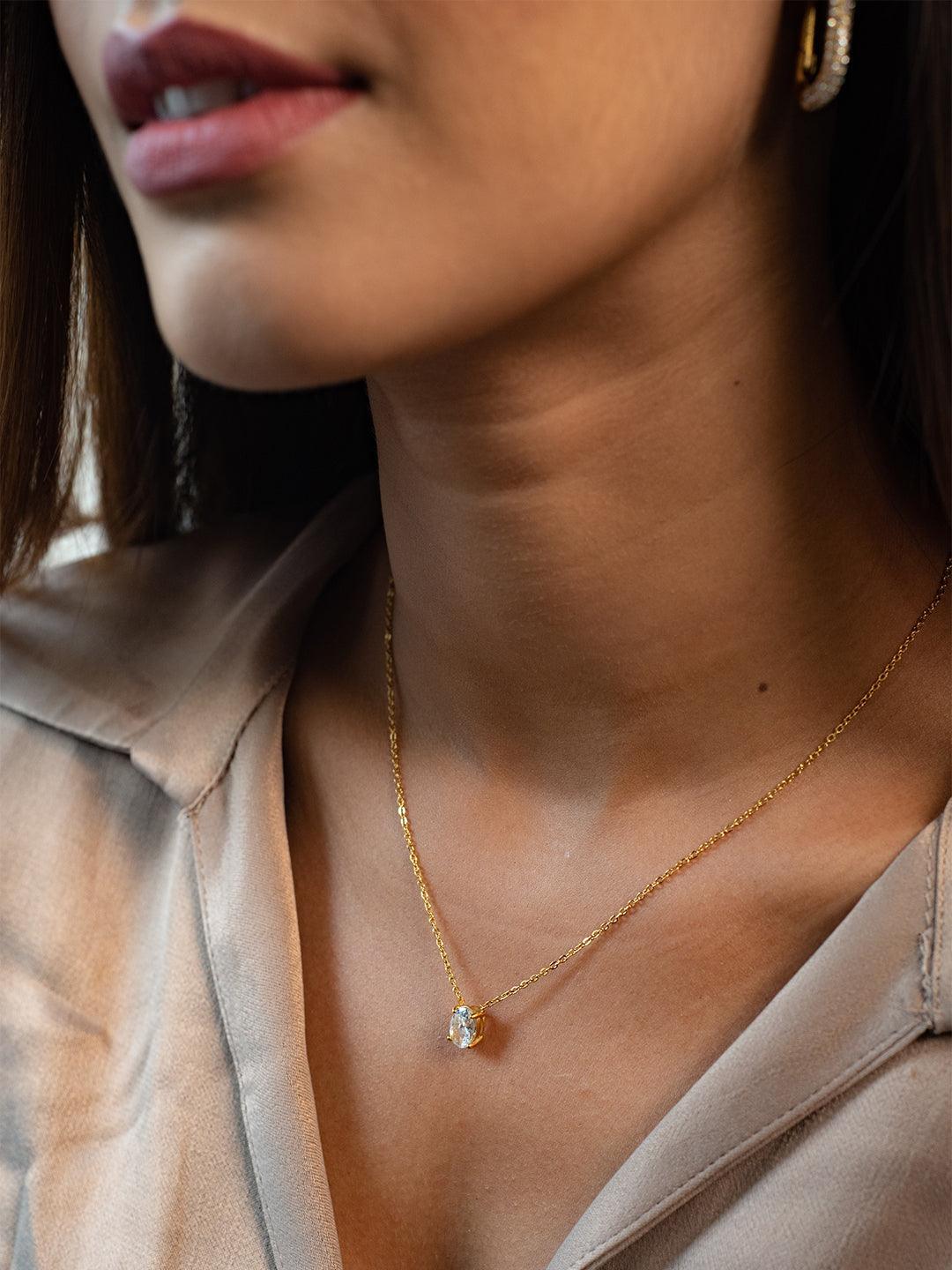 Oval CZ Pendant Necklace - Perfectly Average