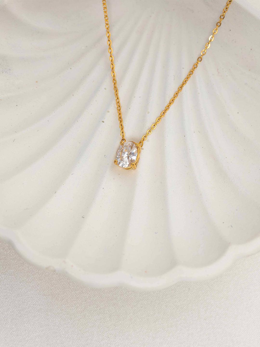 Oval CZ Pendant Necklace - Perfectly Average
