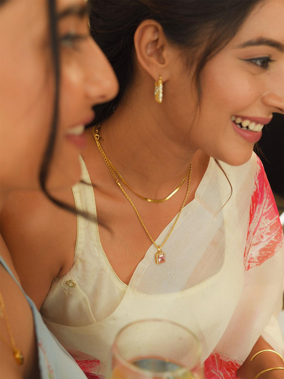 Pink CZ Square Necklace - Perfectly Average