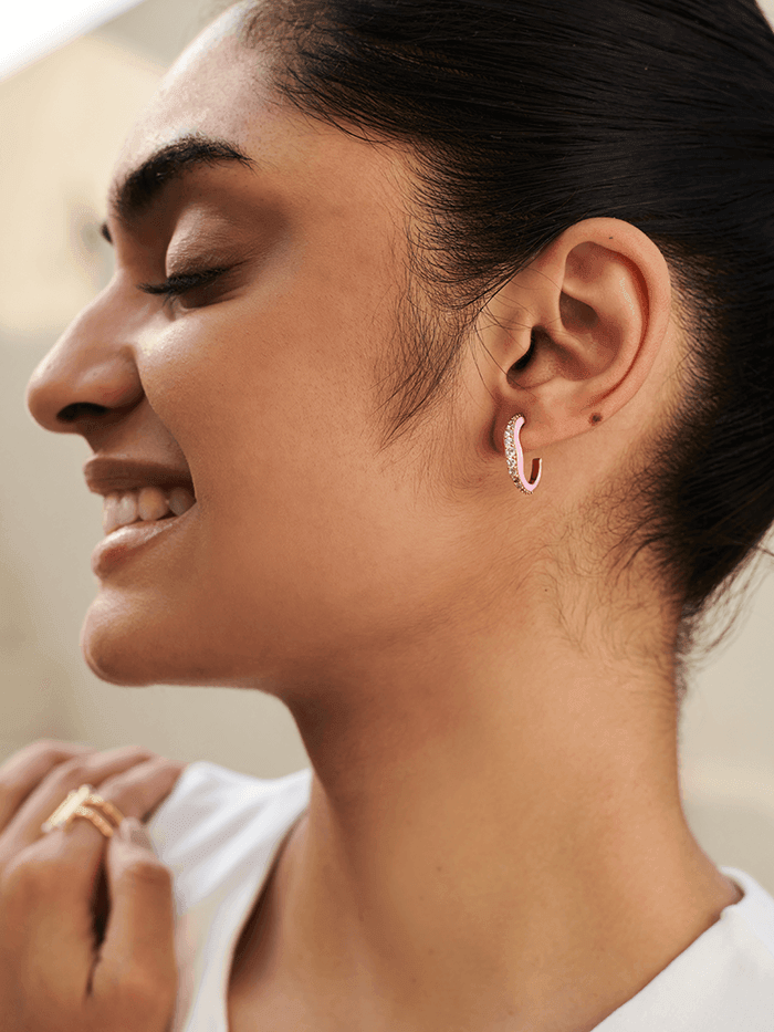 Pink Enamel Studded Hoops - Perfectly Average