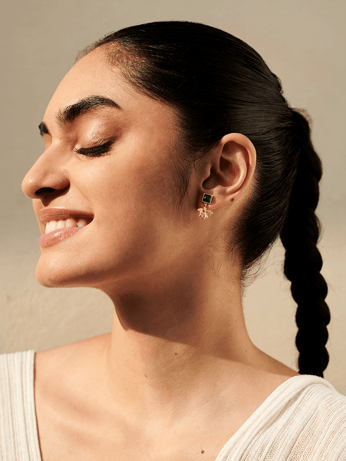 Studded Bee Drop Earrings - Perfectly Average