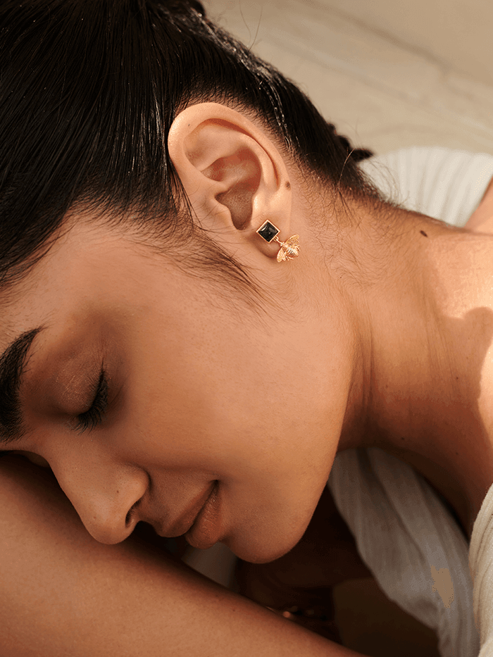 Studded Bee Drop Earrings - Perfectly Average