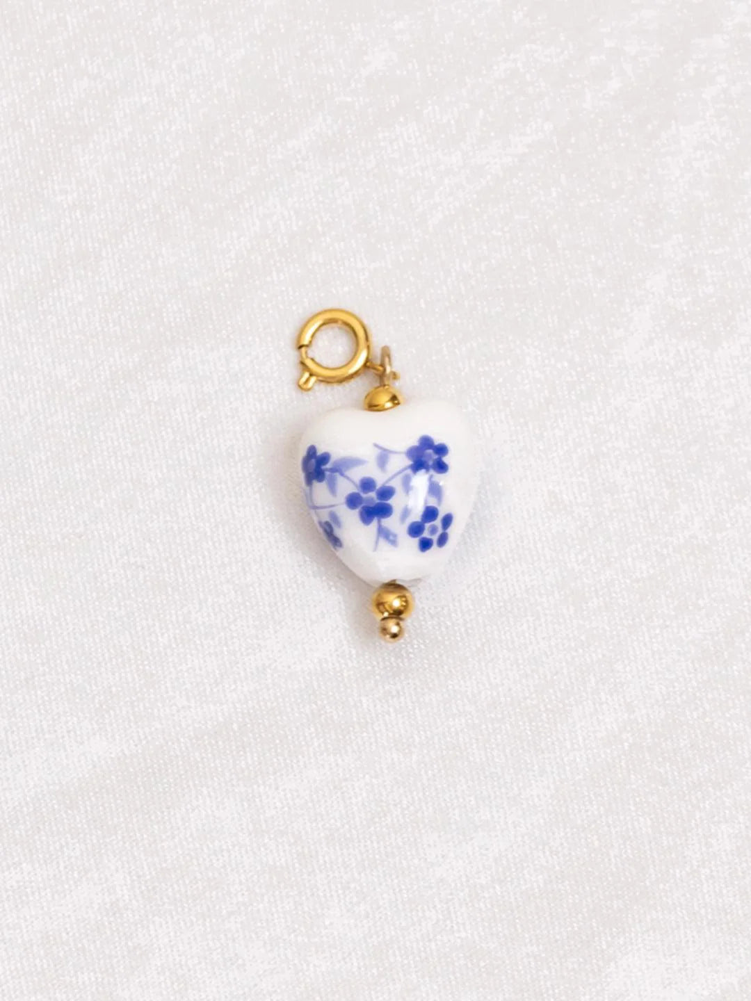 Blue Pottery Heart Charm