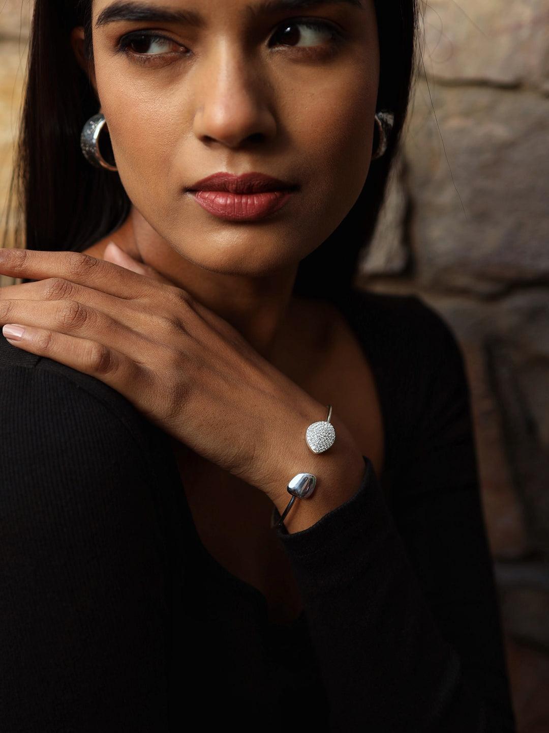 Studded Pebble Cuff Bracelet Silver - Perfectly Average